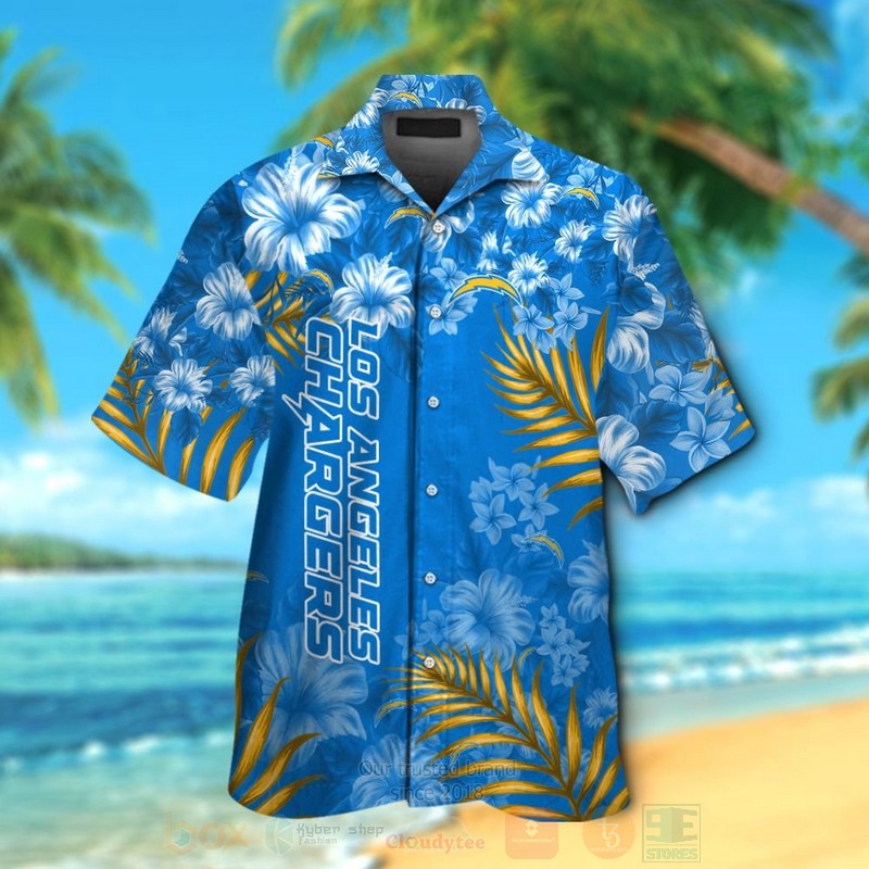 Nfl Los Angeles Chargers White Hibiscus Hawaiian Shirt Nfl Los Angeles Chargers White Hibiscus Hawaiian Shirt