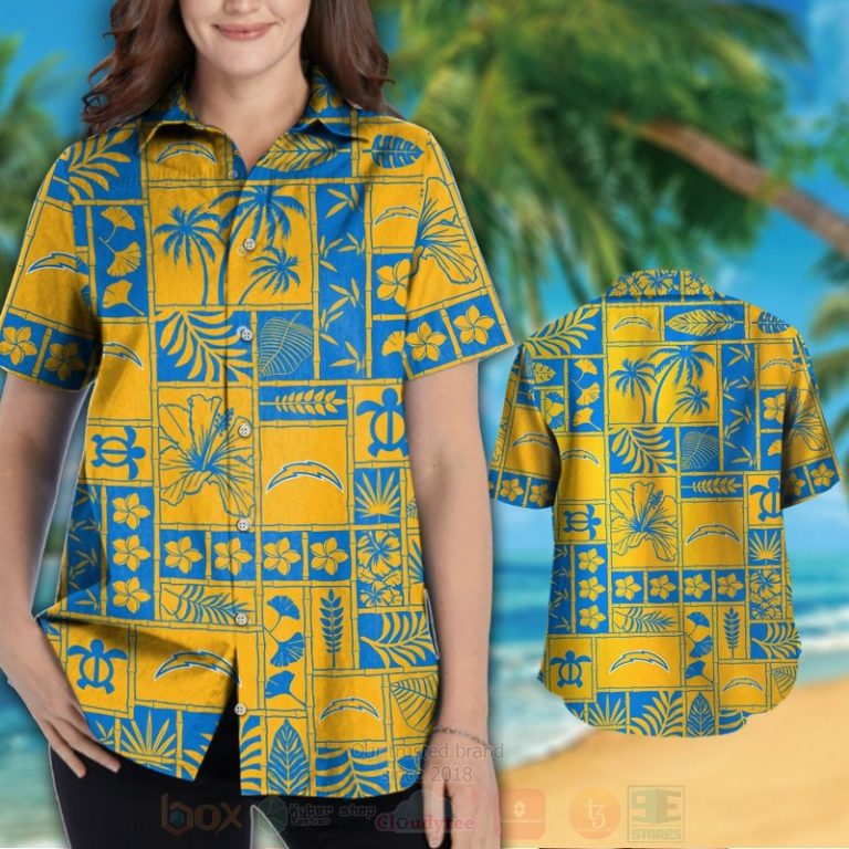NFL_Los_Angeles_Chargers_Yellow-Blue_Marine_Ecology_Hawaiian_Shirt_Short_1_2-768x768-1