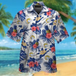 Nfl Los Angeles Rams Blue-White Hibiscus Hawaiian Shirt