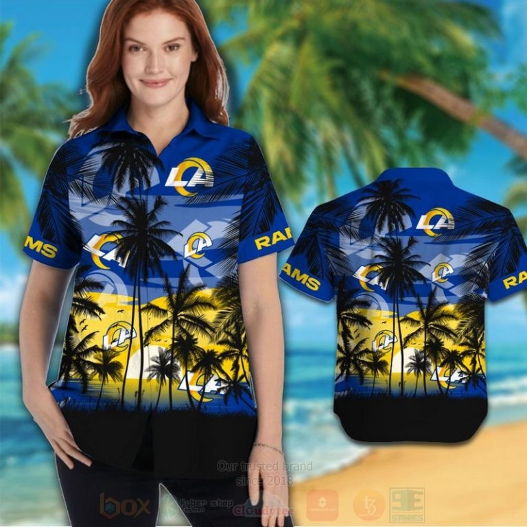 NFL_Los_Angeles_Rams_Blue_Sun_Hawaiian_Shirt_Short_1_2-768x768-1