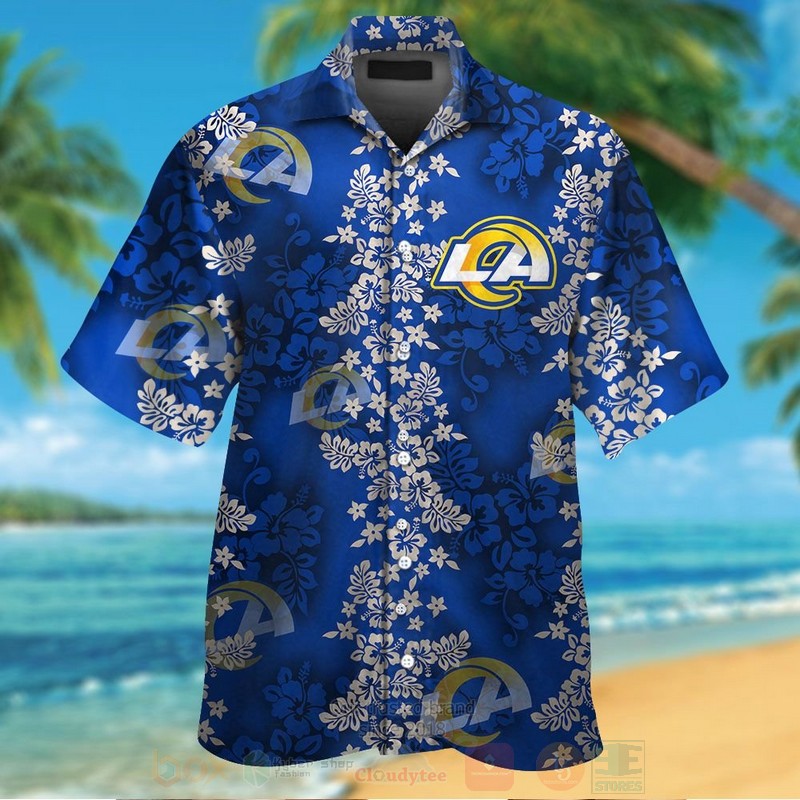 Nfl Los Angeles Rams Hiibscus Blue Hawaiian Shirt Nfl Los Angeles Rams Hiibscus Blue Hawaiian Shirt