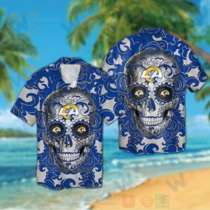 Nfl Los Angeles Rams Sugar Skull Hawaiian Shirt