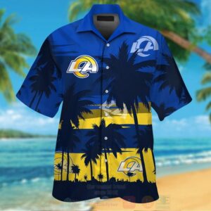 Nfl Los Angeles Rams Yellow-Blue With Coconut Tree Hawaiian Shirt