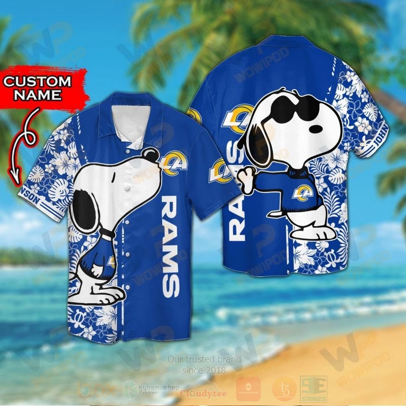 Nfl Los Angeles Rams And Snoopy Custom Name Hawaiian Shirt Nfl Los Angeles Rams And Snoopy Custom Name Hawaiian Shirt