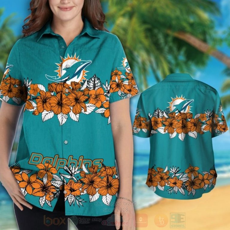 NFL_Miami_Dolphins_Aqua_Green-Orange_Hiibscus_Flower_Hawaiian_Shirt_Short_1_2-768x768-1