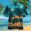 Nfl Miami Dolphins Aqua Green-Orange And Coconut Tree Hawaiian Shirt