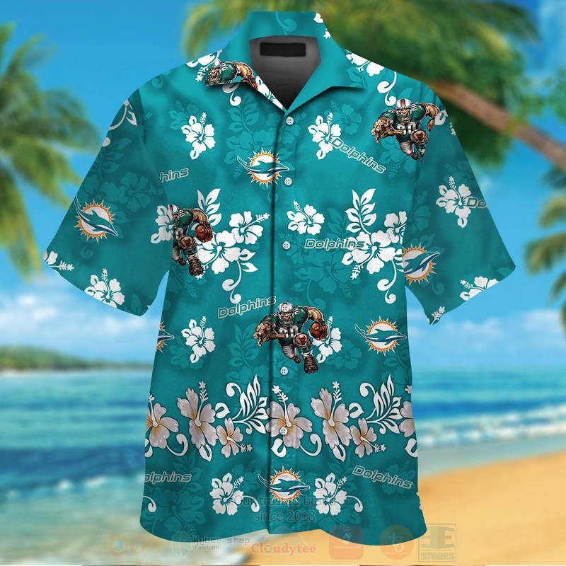 Nfl Miami Dolphins Aqua Green Hiibscus Hawaiian Shirt Nfl Miami Dolphins Aqua Green Hiibscus Hawaiian Shirt