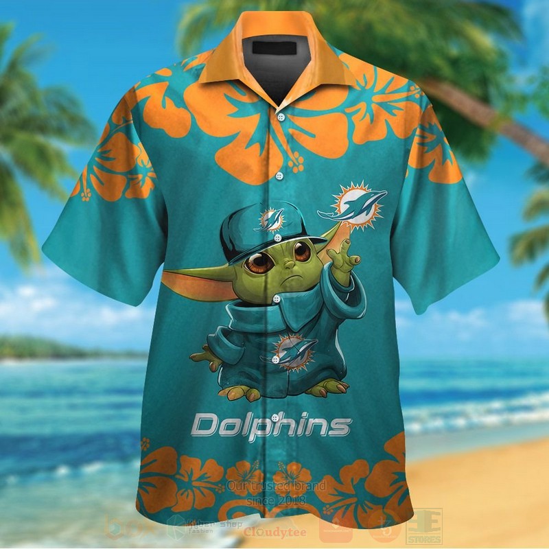 Nfl Miami Dolphins Baby Yoda Blue-Orange Hawaiian Shirt Nfl Miami Dolphins Baby Yoda Blue-Orange Hawaiian Shirt
