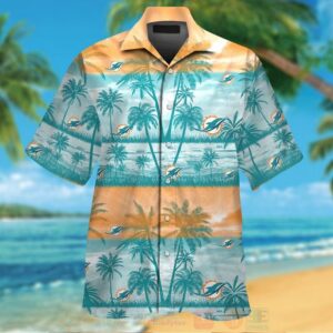 Nfl Miami Dolphins Orange-Aqua Blue Hawaiian Shirt