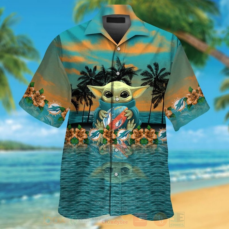Nfl Miami Dolphins And Baby Yoda Hawaiian Shirt Nfl Miami Dolphins And Baby Yoda Hawaiian Shirt
