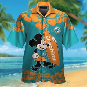 Nfl Miami Dolphins And Mickey Mouse Hawaiian Shirt