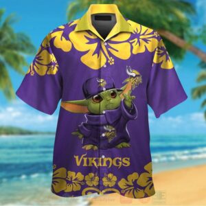 Nfl Minnesota Vikings Baby Yoda Purple Hawaiian Shirt