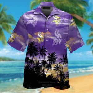 Nfl Minnesota Vikings Coconut Tree Purple Hawaiian Shirt