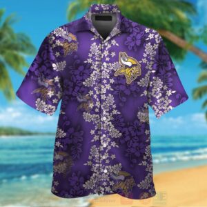 Nfl Minnesota Vikings Full Purple Hiibscus Hawaiian Shirt