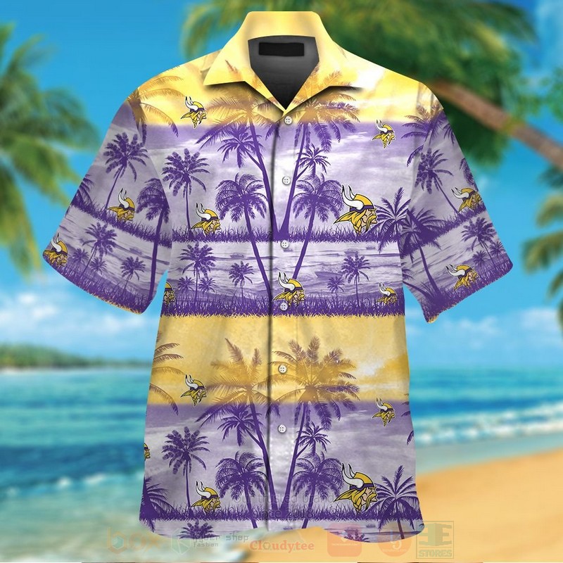 Nfl Minnesota Vikings Purple-Yellow Hawaiian Shirt Nfl Minnesota Vikings Purple-Yellow Hawaiian Shirt