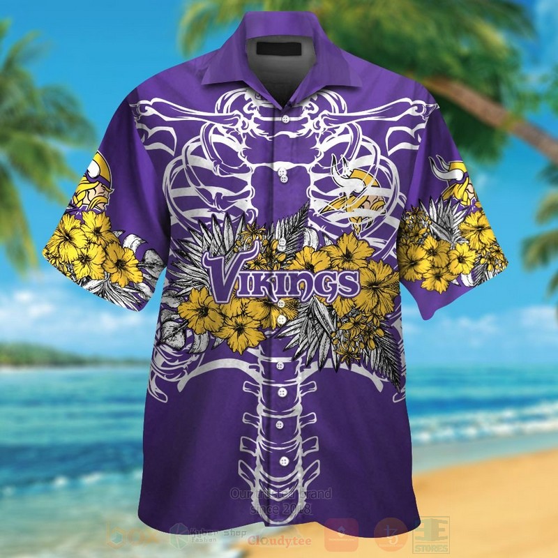 Nfl Minnesota Vikings Skeleton Hawaiian Shirt Nfl Minnesota Vikings Skeleton Hawaiian Shirt