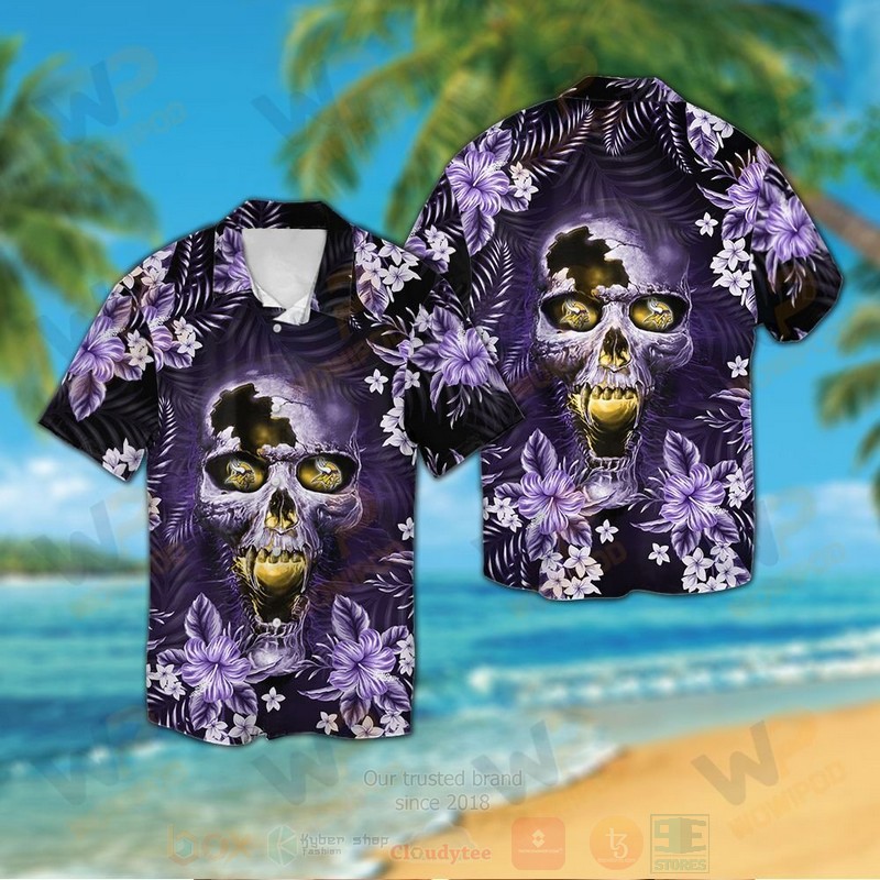 Nfl Minnesota Vikings Skull Hawaiian Shirt Nfl Minnesota Vikings Skull Hawaiian Shirt