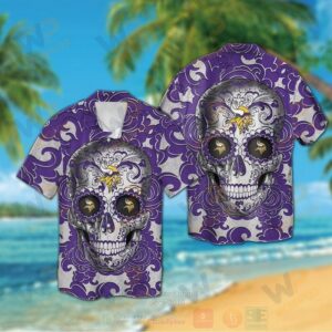 Nfl Minnesota Vikings Sugar Skull Hawaiian Shirt