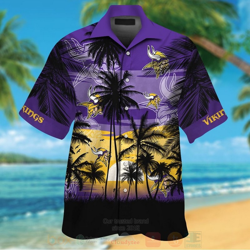 Nfl Minnesota Vikings Sun And Coconut Tree Hawaiian Shirt