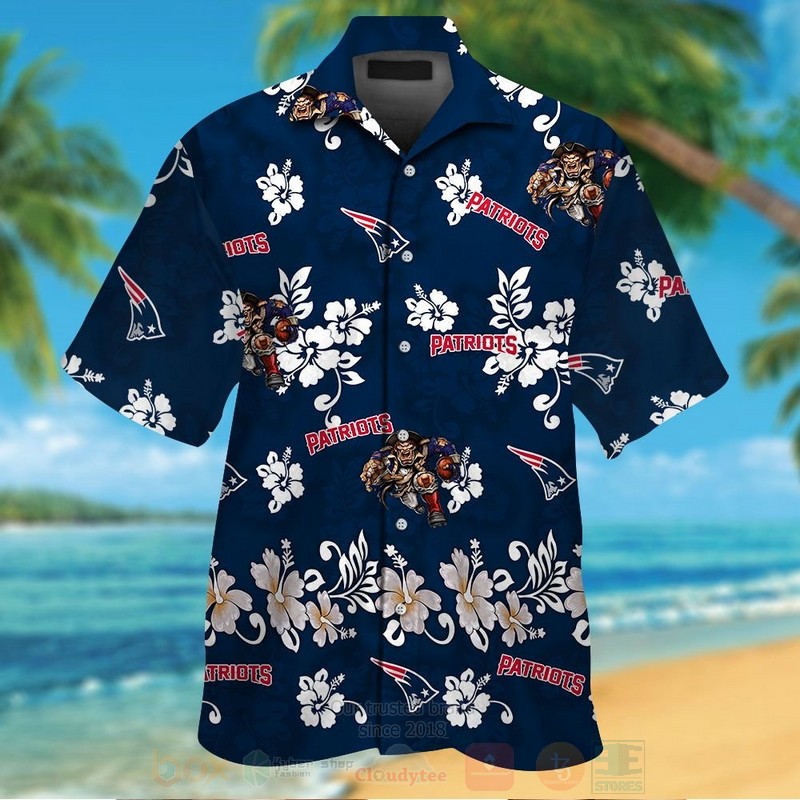 Nfl New England Patriots Dark Navy Hiibscus Hawaiian Shirt Nfl New England Patriots Dark Navy Hiibscus Hawaiian Shirt