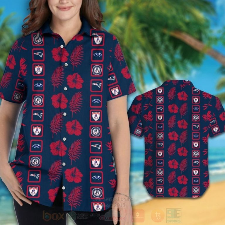 NFL_New_England_Patriots_Logos_Navy-Red_Hiibscus_Hawaiian_Shirt_Short_1_2-768x768-1