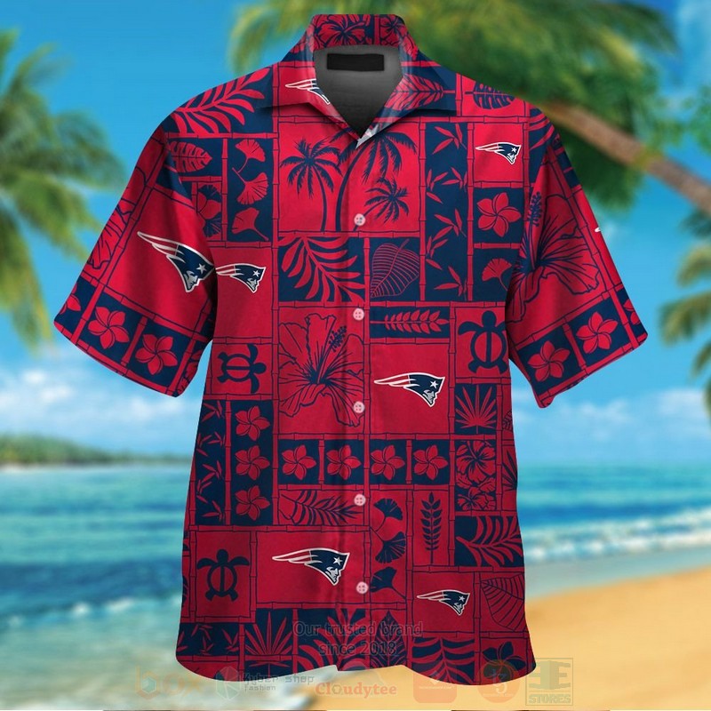 Nfl New England Patriots Red-Navy Marine Ecology Hawaiian Shirt
