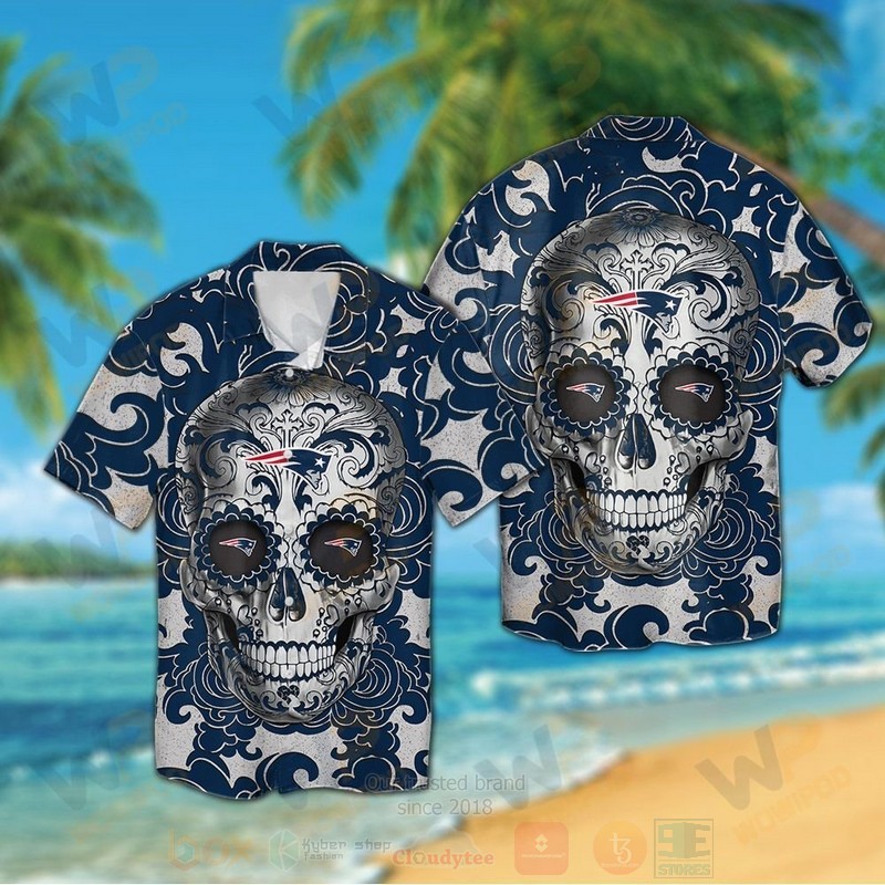 Nfl New England Patriots Sugar Skull Hawaiian Shirt Nfl New England Patriots Sugar Skull Hawaiian Shirt