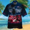 Nfl New England Patriots Sun And Coconut Tree Navy-Black Hawaiian Shirt
