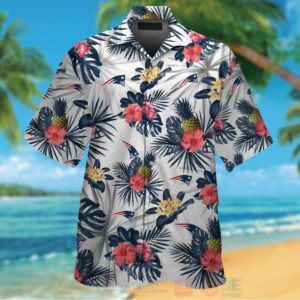 Nfl New England Patriots White Hiibscus Hawaiian Shirt