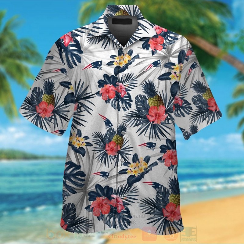 Nfl New England Patriots White Hiibscus Hawaiian Shirt Nfl New England Patriots White Hiibscus Hawaiian Shirt