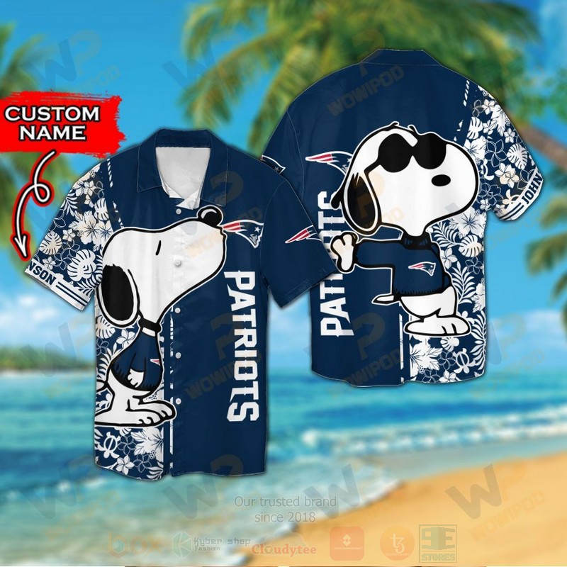 Nfl New England Patriots And Snoopy Custom Name Hawaiian Shirt Nfl New England Patriots And Snoopy Custom Name Hawaiian Shirt