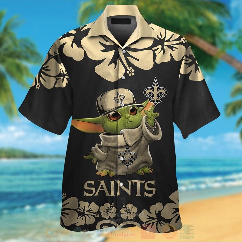 Nfl New Orleans Saints Baby Yoda Hawaiian Shirt Nfl New Orleans Saints Baby Yoda Hawaiian Shirt