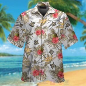 Nfl New Orleans Saints Red Hiibscu Hawaiian Shirt