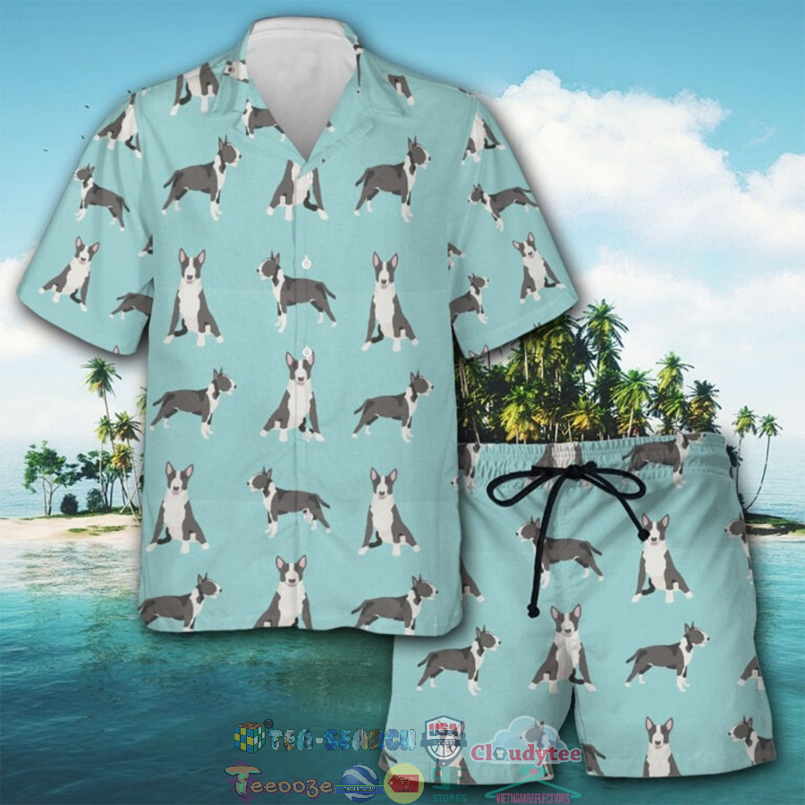 Bull Terrier Cute Art Hawaiian Shirt And Shorts Bull Terrier Cute Art Hawaiian Shirt And Shorts