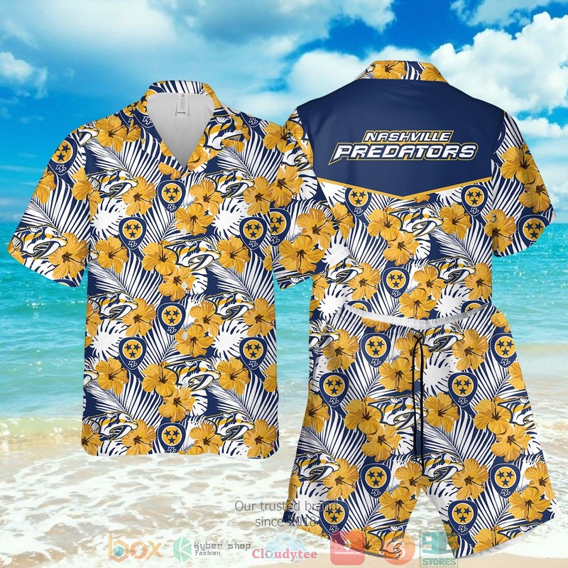 Nashville Predators Nhl Hibiscus Hawaiian Shirt Nashville Predators Nhl Hibiscus Hawaiian Shirt