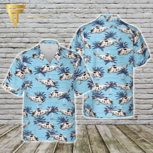 Navy Sikorsky Sh-3 Sea King Blue Palm Tree All Over Print Hawaiian Shirts And Beach Shorts
