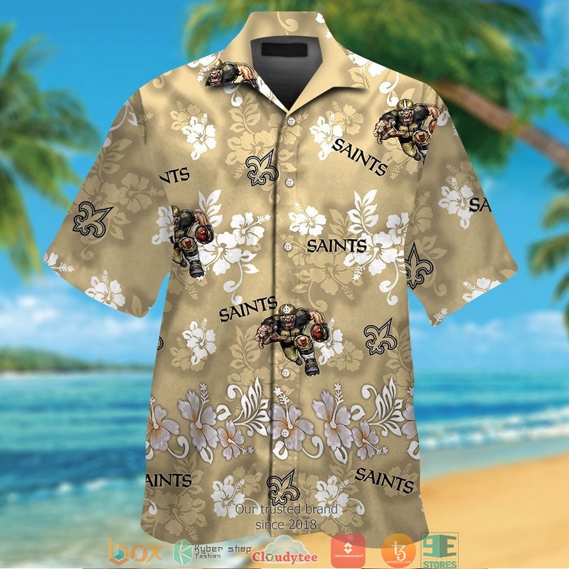 New Orleans Saints Hibiscus Pattern Hawaiian Shirt New Orleans Saints Hibiscus Pattern Hawaiian Shirt