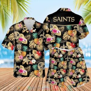 New Orleans Saints Nfl Pineapple Black Hawaiian Shirt