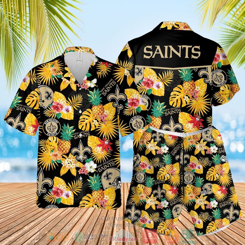 New Orleans Saints Nfl Pineapple Black Yellow Hawaiian Shirt New Orleans Saints Nfl Pineapple Black Yellow Hawaiian Shirt