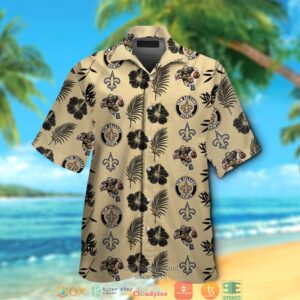 New Orleans Saints Hibiscus Leaf Pattern Hawaiian Shirt