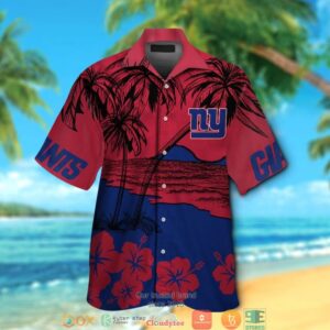 New York Giants Coconut Island Hibiscus Hawaiian Shirt