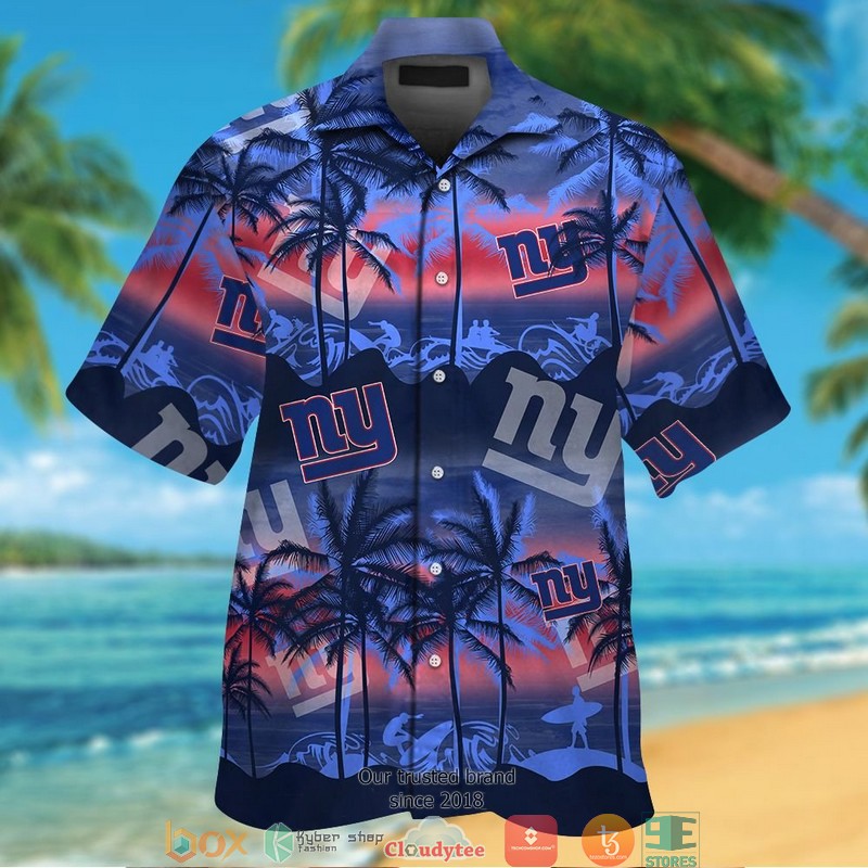 New York Giants Coconut Island Ocean Waves Hawaiian Shirt New York Giants Coconut Island Ocean Waves Hawaiian Shirt