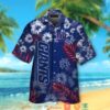 New York Giants Hibiscus Leaf Hawaiian Shirt