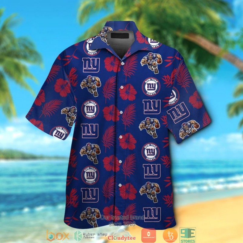 New York Giants Hibiscus Leaf Patter Hawaiian Shirt New York Giants Hibiscus Leaf Patter Hawaiian Shirt