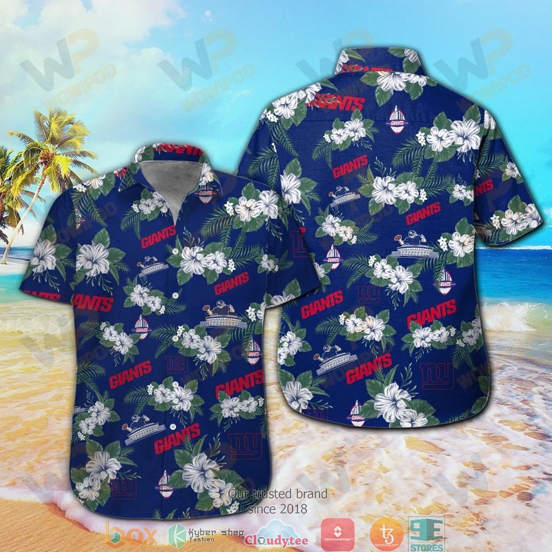 New York Giants Hibiscus Flower Hawaiian Shirt New York Giants Hibiscus Flower Hawaiian Shirt