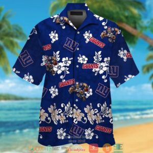 New York Giants Hibiscus Flowers Hawaiian Shirt