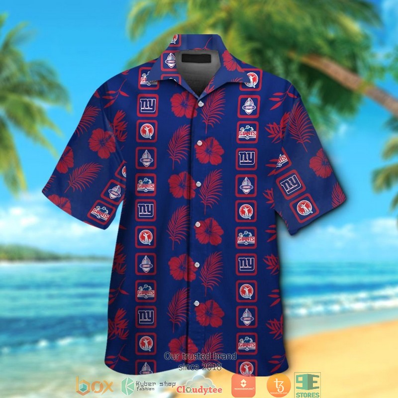 New York Giants Hibiscus Leaf Square Pattern Hawaiian Shirt New York Giants Hibiscus Leaf Square Pattern Hawaiian Shirt