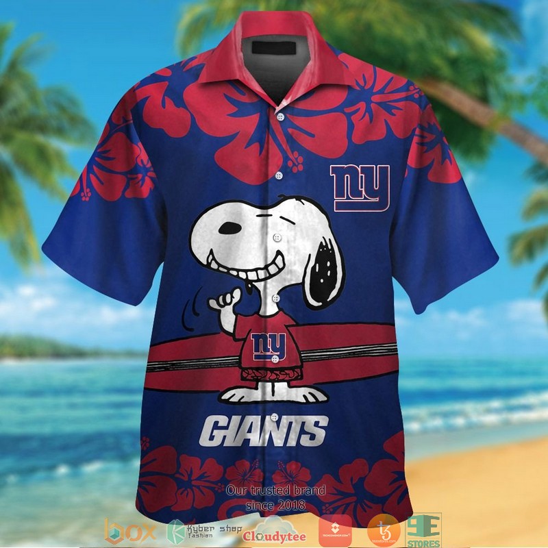 New York Giants Red Hibiscus Snoopy Hawaiian Shirt New York Giants Red Hibiscus Snoopy Hawaiian Shirt