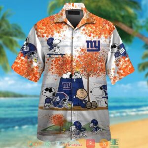 New York Giants Snoopy And Charlie Brown Autumn Hawaiian Shirt