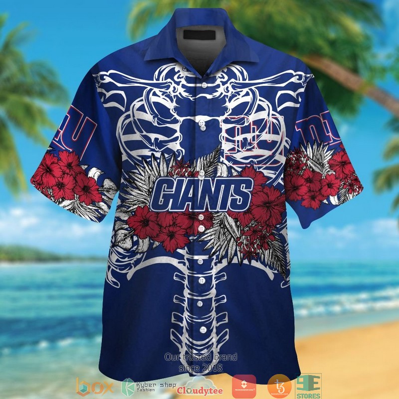 New York Giants Backbone Hibiscus Hawaiian Shirt New York Giants Backbone Hibiscus Hawaiian Shirt